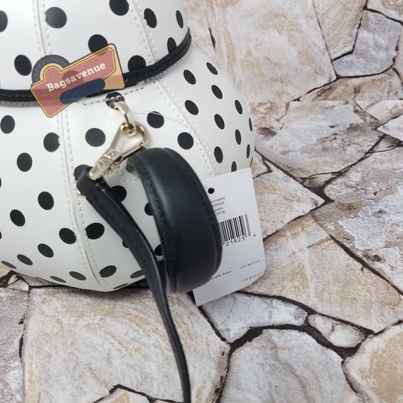 Teapot Polka Dot White Crossbody & Key Fob Key Chain Coin Purse Set Kate Spade - Picture 12 of 15